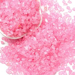Hot Pink Luminous Crushed Glass Craft, Irregular Glass Chips, for DIY Vase Filler Garden Decoration, Hot Pink, 4.5~11.5x1.5~3x2.5mm