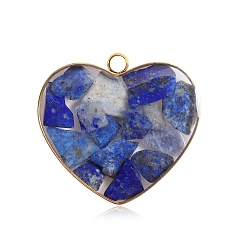 Lapis Lazuli Natural Lapis Lazuli Pendants, with Stainless Steel Findings, Heart Charms, 20mm