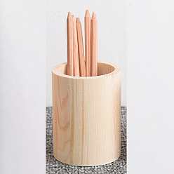 Round Wood Multi-function Pen & Pencil Holders, Desktop Stationery Organizer, Round, 80x80x100mm