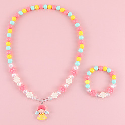 Yellow Angel Suit Cute Pink Angel Princess Acrylic Beaded Jewelry Set for Kids