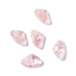 Light Padparadscha Crackle Moonlight Style Glass Rhinestone Cabochons, Pointed Back, Triangle, Light Padparadscha, 6.4x10x3.5mm