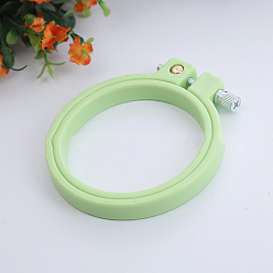 Pale Green Adjustable ABS Plastic Flat Round Embroidery Hoops, Embroidery Circle Cross Stitch Hoops, for Sewing, Needlework and DIY Embroidery Project, Pale Green, 70mm