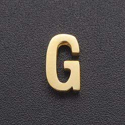 Letter G 201 Stainless Steel Charms, for Simple Necklaces Making, Laser Cut, Letter, Golden, Letter.G, 8.5x5x3mm, Hole: 1.8mm