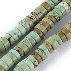 Dark Sea Green Natural Magnesite Beads Strands, Heishi Beads, Dyed & Heated, Flat Round/Disc, Dark Sea Green, 6x3mm, Hole: 0.8mm, about 152pcs/strand, 15.1 inch(38.5cm)