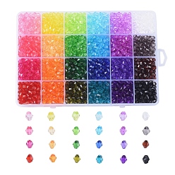 Mixed Color Transparent Acrylic Beads, Bicone, Mixed Color, 6x5.5mm, Hole: 1~2mm, about 2400pcs/box