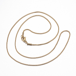 Golden 304 Stainless Steel Box Chain Necklaces, with Lobster Claw Clasps, Golden, 23.6 inch(60cm)