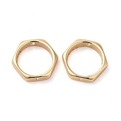 Real 18K Gold Plated Brass Bead Frame, Nickel Free, Hexagon, Real 18K Gold Plated, 10x10x2.5mm, Hole: 1mm