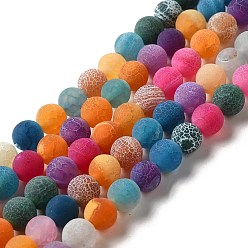 Mixed Color Natural Crackle Agate Beads Strands, Dyed, Round, Grade A, Mixed Color, 4mm, Hole: 0.8mm, about 93pcs/strand, 15 inch