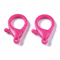 Темно-Розовый Непрозрачные акриловые застежки в виде когтей лобстера, темно-розовыми, 25x18x6 мм, отверстие : 2 мм