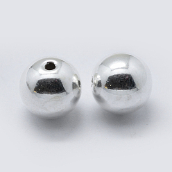 Silver 925 Sterling Silver Spacer Beads, Round, Silver, 8mm, Hole: 1.7~1.8mm, about 14pcs/10g