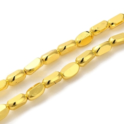 Golden Plated Electroplate Glass Beads Strands, Full Plated, Faceted Oval, Golden Plated, 6x4.5x3mm, Hole: 1mm, about 50pcs/strand, 13.39 inch(34cm)