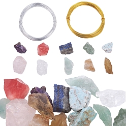 Mixed Material DIY Jewelry Makings, with Aluminum Wire, Natural Gemstone Beads, Undrilled/No Hole Beads, Nuggets