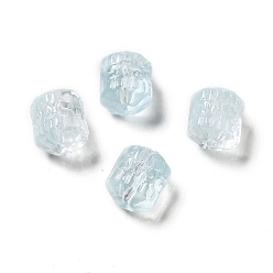 Light Blue Spray Painted Transparent Glass Beads, Drum, Light Blue, 12x10mm, Hole: 1mm
