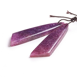 Лепидолит Подвески из натурального лепидолита/пурпурной слюды, для изготовления ювелирных изделий, крыло, 43~44.5x10~11x3.5~5 мм, отверстие : 1.2 мм