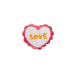 Word Computerized Embroidery Cloth Self-adhesive/Sew on Patches, Costume Accessories, Heart, Word, 34x39mm