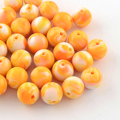 Orange Opaque Acrylic Beads, Round, Orange, 16mm, Hole: 2mm, about 220pcs/500g