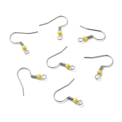 Yellow 316 Surgical Stainless Steel Earring Hooks, with Beads and Horizontal Loop, Stainless Steel Color, Yellow, 19x19.5x3mm, Hole: 2mm, 21 Gauge, Pin: 0.7mm