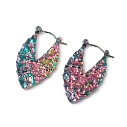 Rainbow Color Ионное покрытие (ip) 304 серьги-кольца из нержавеющей стали для женщин, Радуга цветов, 30x18x2.5 мм, штифты : 0.5 мм