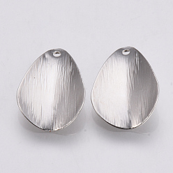 Platinum Brass Pendants, Petal, Platinum, 20x13.5x2mm, Hole: 1.2mm