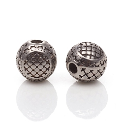 Antique Silver 304 Stainless Steel Beads, Round, Antique Silver, 7.5~8x8mm, Hole: 1.8mm