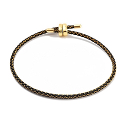 Черный Изготовление браслетов из плетеной стальной проволоки, с золотыми тонами латунных бус, чёрные, внутренний диаметр: 3-1/8 дюйм (8 см)