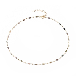 Doré  Fabrication de collier de chaînes de perles faites à la main en agate naturelle, avec épingles à œil en laiton et fermoirs à ressort, colonne, or, or, 16 pouce (40.5 cm)