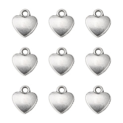 Antique Silver Tibetan Style Alloy Charms, Lead Free and Cadmium Free, Antique Silver, Heart, about 12mm long, 10mm wide, 2.5mm thick hole: 2mm