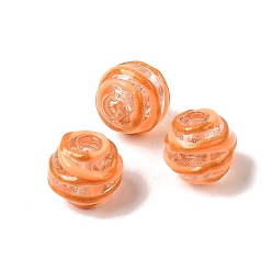Оранжевый Бусины ручной работы из эмали с золотым песком, бусины ручной работы, круглые, два тона, оранжевые, 12~13x11~12 мм, отверстие : 1.5~1.8 мм