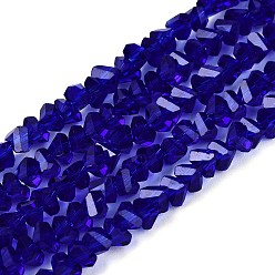 Темно-Синий Прозрачные стеклянные бусины, треугольные, граненые, темно-синий, 2~2.5x3.5~4x3.5~4 мм, отверстие : 0.8 мм, около 126~132 шт / нитка, 13.78~14.96'' (35~38 см)