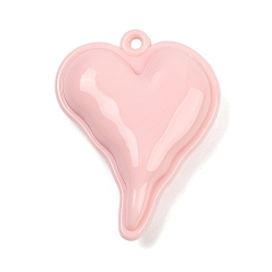 Pink Непрозрачной акриловые большие подвески, сердце, розовые, 54x42x15.5 мм, отверстие : 3 мм