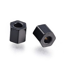 Electrophoresis Black 304 Stainless Steel Spacer Beads, Hexagon, Electrophoresis Black, 3x3x3mm, Hole: 1.4mm