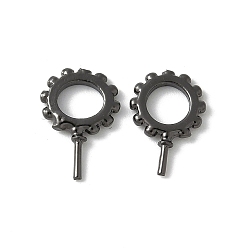 Черный Латунный микро-паве кубический цирконий, без свинца и без кадмия, долговечный, стойки покрытие, круглые, чёрные, 11~13x8x1.5 мм, штифты : 1 мм