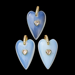 Opalite Opalite Pendants, Heart, Golden, 30x20x9~9.5mm, Hole: 6x6.5mm