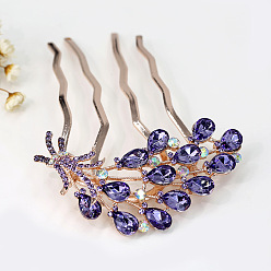 Purple hair comb Chic Rhinestone Hair Clip for Women - Elegant Bun Maker and Hair Accessory
