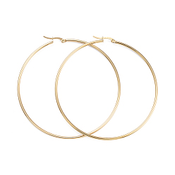 Golden 201 Stainless Steel Big Hoop Earrings, with 304 Stainless Steel Pins, Ring Shape, Golden, 73x2mm, 12 Gauge, Pin: 1x0.7mm