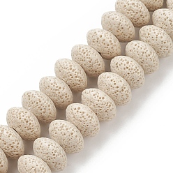 Beige Natural Lava Rock Beads Strands, Dyed, Rondelle, Beige, 15~16x9.5~9.7mm, Hole: 2.5mm, about 42pcs/strand, 15.15 inch~15.55 inch(38.5~39.5cm)