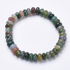 Indian Agate Natural Indian Agate  Beaded Stretch Bracelets, Abacus, 2-1/4 inch~2-1/4 inch(56~58mm)