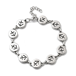 Стрелец 12 созвездия 304 браслеты-цепочки из нержавеющей стали для женщин, плоско-круглые, цвет нержавеющей стали, Стрелец, 8-3/8 дюйм (21.4 см)