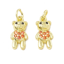 Помидор Латунные микро проложить кубического циркония подвески, долговечный, реальный 18 k позолоченный, без кадмия и без свинца, BEA, помидор, 15.5x8x3.5 мм, Перейти кольцо: 5x1 мм, 3 мм внутренним диаметром