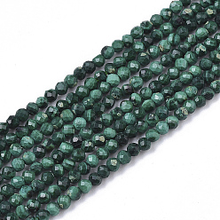 Malachite Natural Malachite Beads Strands, Faceted, Round, 2mm, Hole: 0.3mm, about 133~134pcs/strand, 15.16 inch(38.5cm)