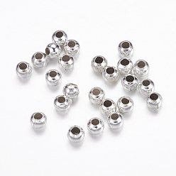 Серебро Spacer бисер железа, без свинца, круглые, серебряные, 3.2 мм, отверстие : 1 мм