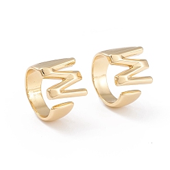 Letter W Brass Cuff Rings, Open Rings, Long-Lasting Plated, Real 18K Gold Plated, Letter.W, Size 6, 17mm