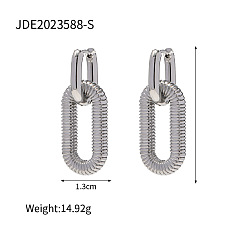 JDE2023588-S Exaggerated 18K Gold-Plated Stainless Steel Chain Earrings - High Fashion and Trendy Ear Accessories