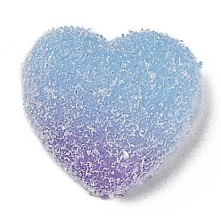 Azure Resin Decoden Cabochons, Imitation Candy, Two Tone, Gradient Color, Heart, Azure, 15.5x17x6mm