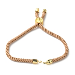 Цвет Древесины Изготовление браслетов из хлопка, с латунной фурнитурой , плоские круглые с дерева жизни, реальный 18 k позолоченный, деревесиные, 8-5/8 дюйм (22 см), отверстие : 2 мм