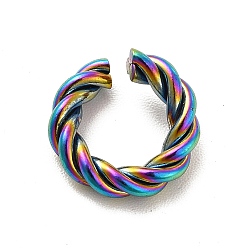 Rainbow Color Ion Plating(IP) 304 Stainless Steel Open Jump Rings, Twist Round Ring, Rainbow Color, 9 Gauge, 11x3mm, Inner Diameter: 6mm