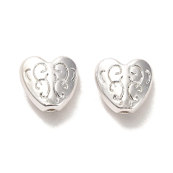 Silver Alloy Beads, Long-Lasting Plated, Heart Charms, Silver, 10x10.5x5mm, Hole: 1.5mm