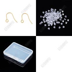 Настоящее золото 24K 20 шт 316 хирургические крючки для серег из нержавеющей стали, с 20 пластиковыми ушными гайками, реальный 24 k позолоченный, 15x12x0.7 мм, 21 датчик, отверстие : 2 мм