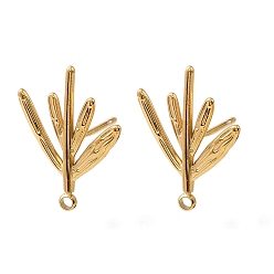 Золотой 304 Выводы серьги из нержавеющей стали шпилька, лист, с петлей, золотые, 19.5x15 мм, отверстие : 1.5 мм, штифты : 1 мм