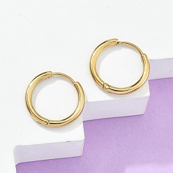 Настоящее золото 18K Ионное покрытие (ip) 304 серьги-кольца из нержавеющей стали, гипоаллергенные серьги, с 316 хирургическим стержнем из нержавеющей стали, реальный 18 k позолоченный, 12 датчик, 17x2 мм, штифты : 1 мм, внутренний диаметр: 12 мм